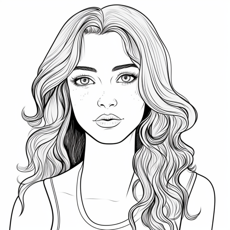 Hübsche Frau - kostenloses Ausmalbild herunterladen
