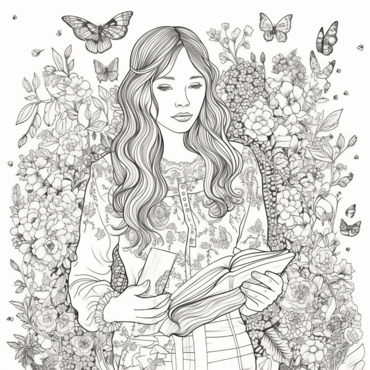 Dibujo para colorear niña bonita