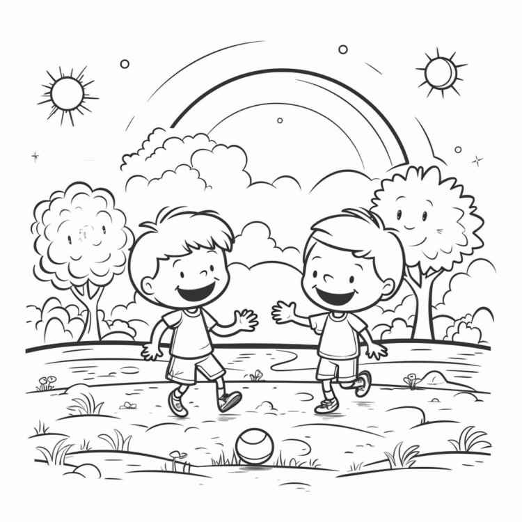 Dibujos para colorear de niños en verano