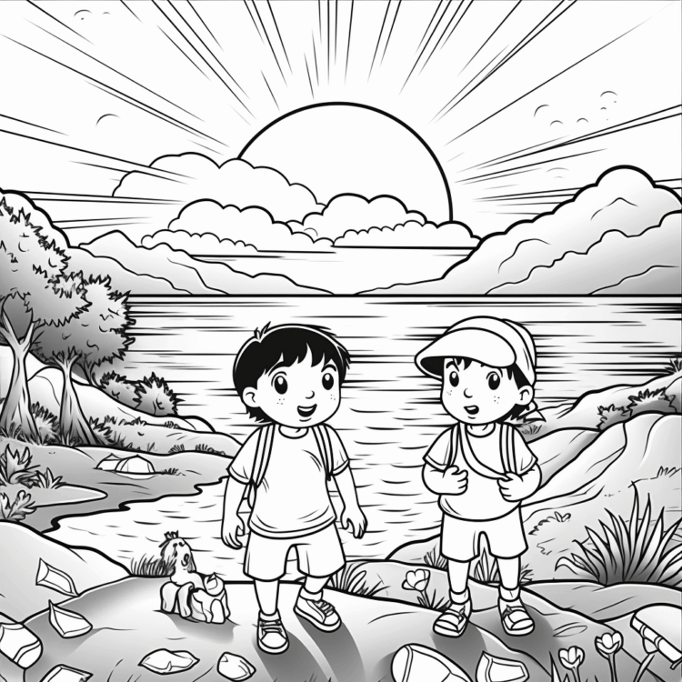 Dibujos para colorear de niños en verano