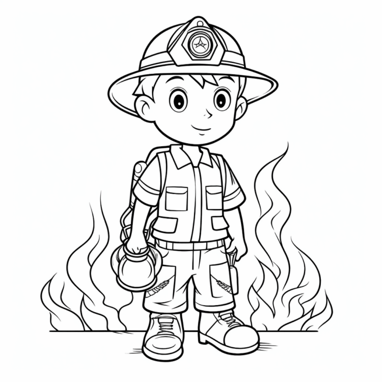 Coloring picture child and fire