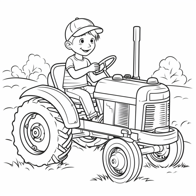  "Kind und Traktor" Ausmalbild - kostenlos herunterladen 