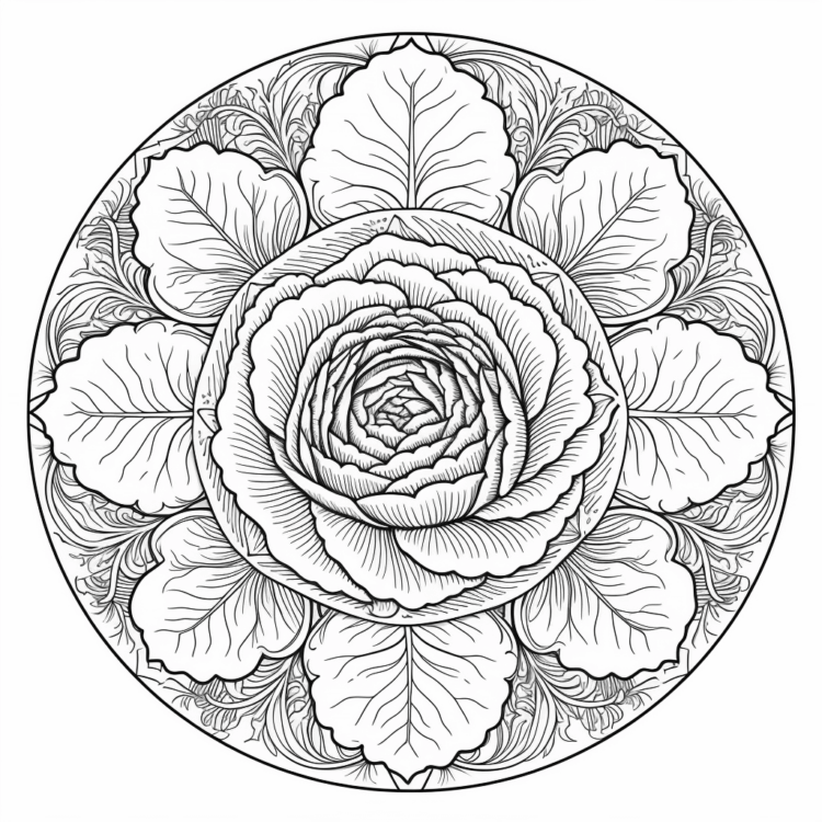 Ausmalbild Kohl-Mandala
