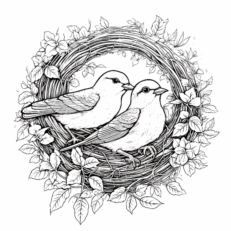 Colorear pájaros enamorados