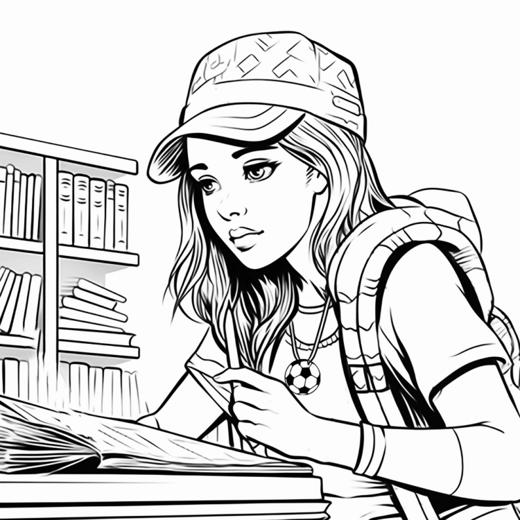 Coloring picture girl with cap