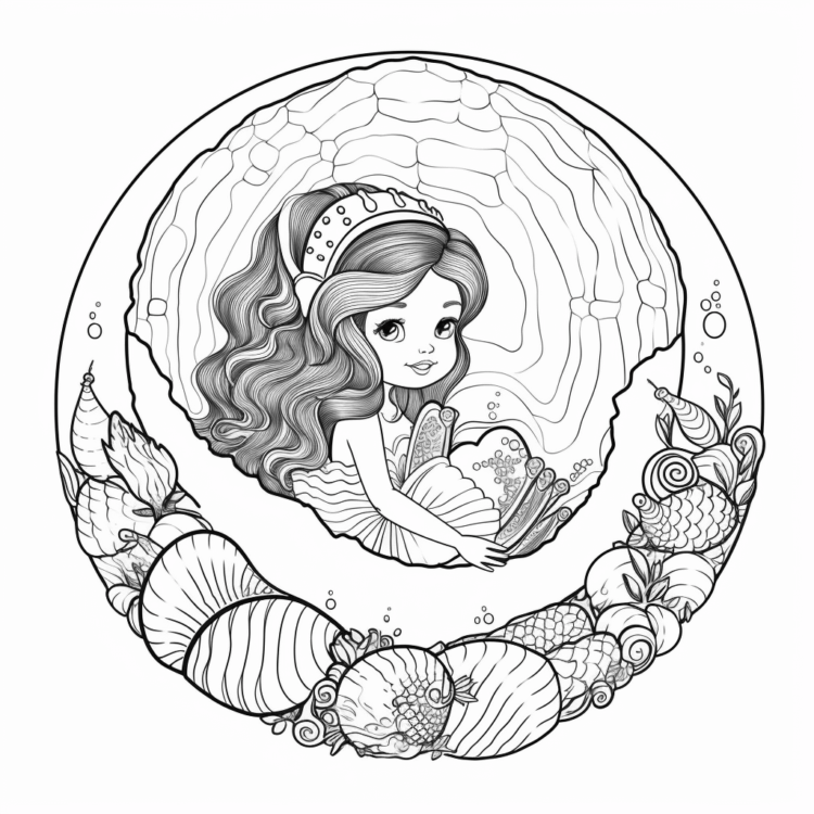 Dibujo para colorear linda sirena