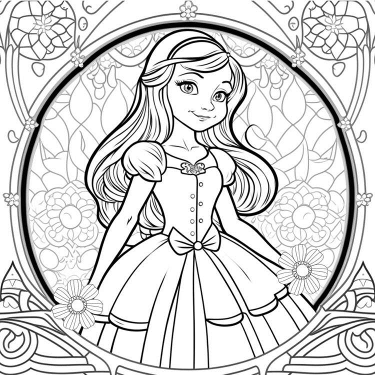 Dibujo para colorear linda princesa