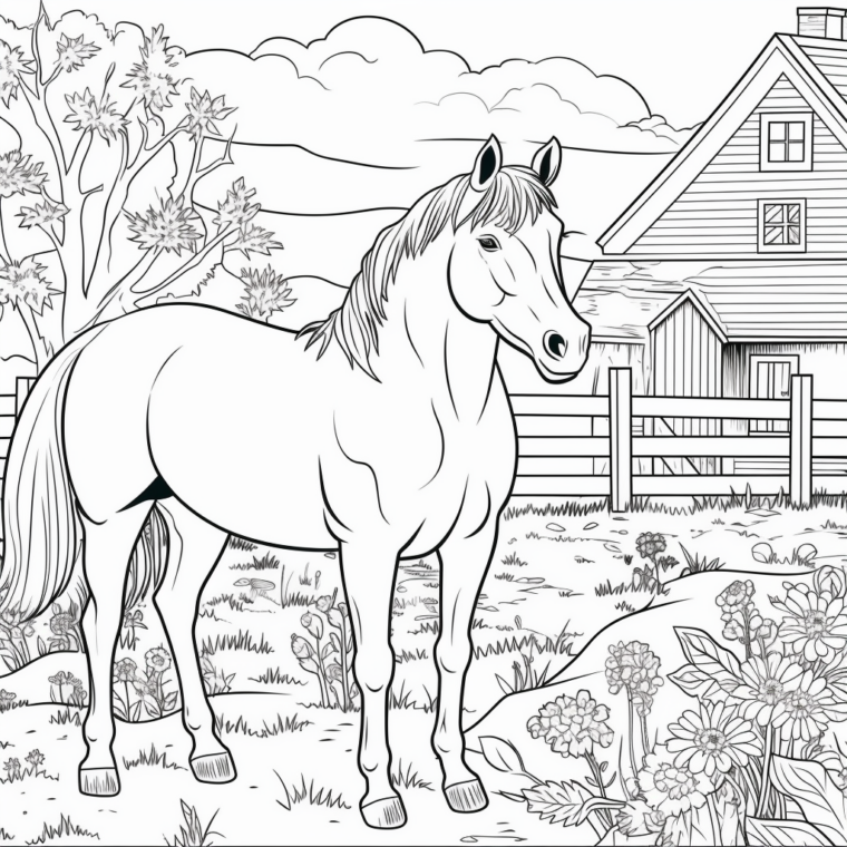  Pferde Ausmalbilder kostenlos herunterladen - Mal-O-Mat Motiv 