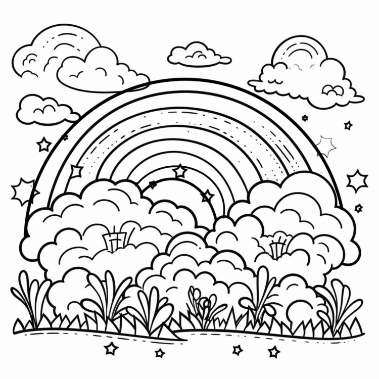Dibujo para colorear arco iris