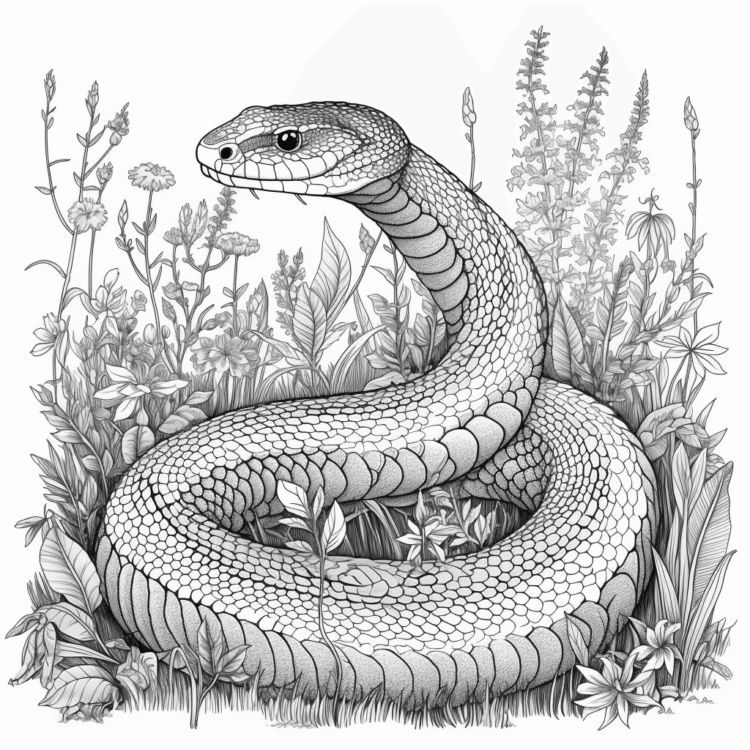 Dibujo para colorear serpiente gigante