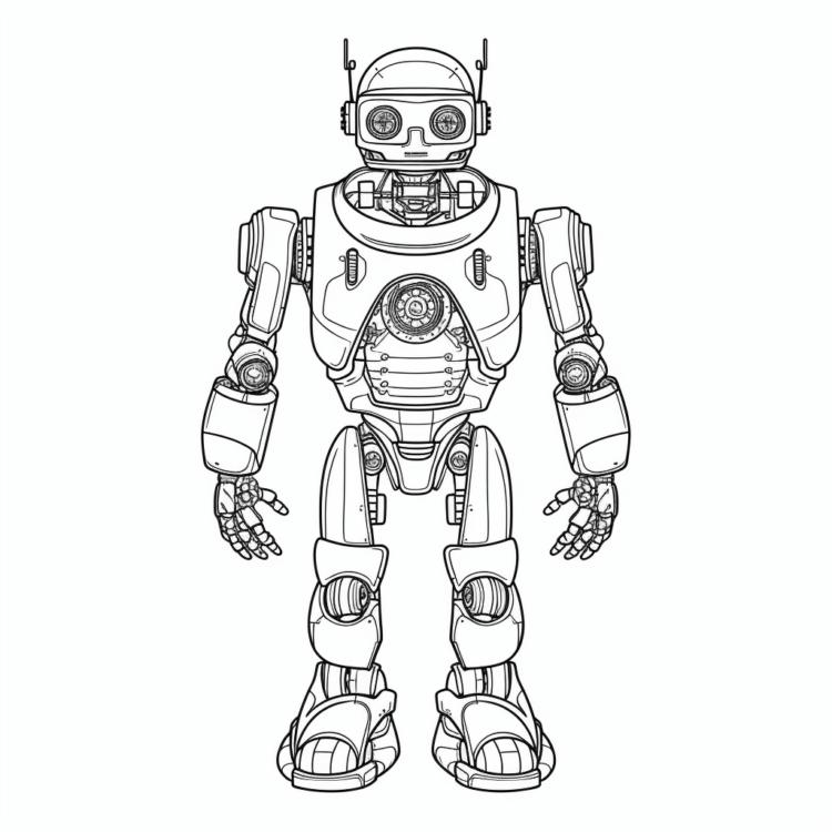 Strong robot coloring page