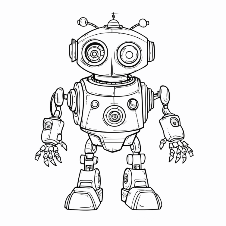 Ausmalbild Kleiner Roboter