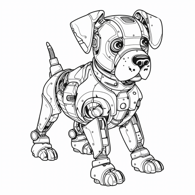 Dibujo para colorear cachorro robot