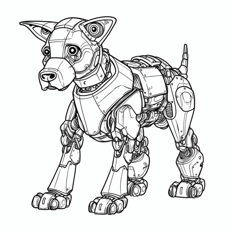 Dibujo para colorear perro robot