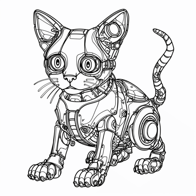 Coloring picture robot cat