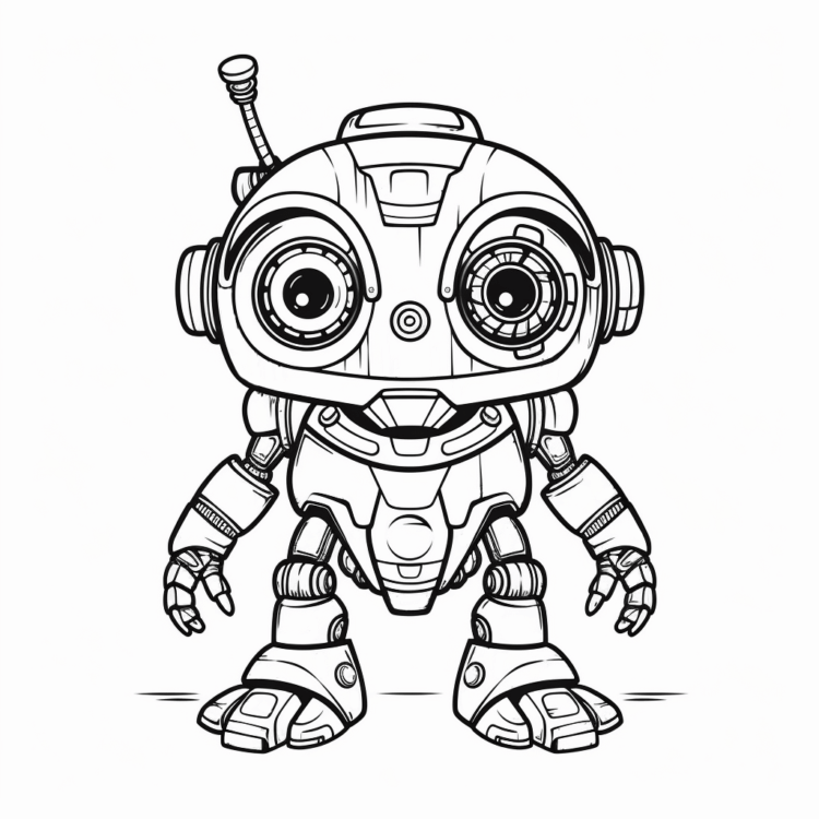 Ausmalbild Abenteuerlustiger Roboter