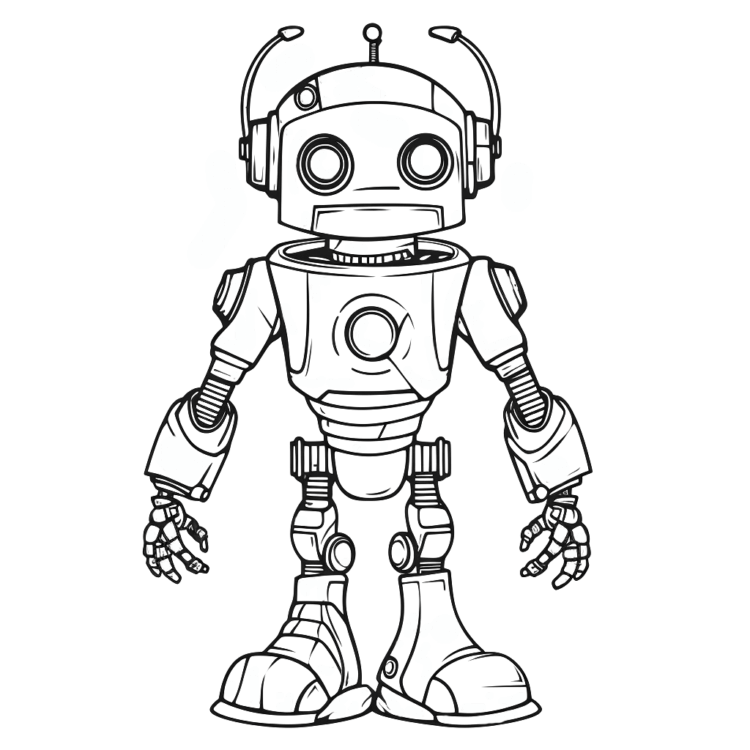 Dibujo para colorear robot de perfil