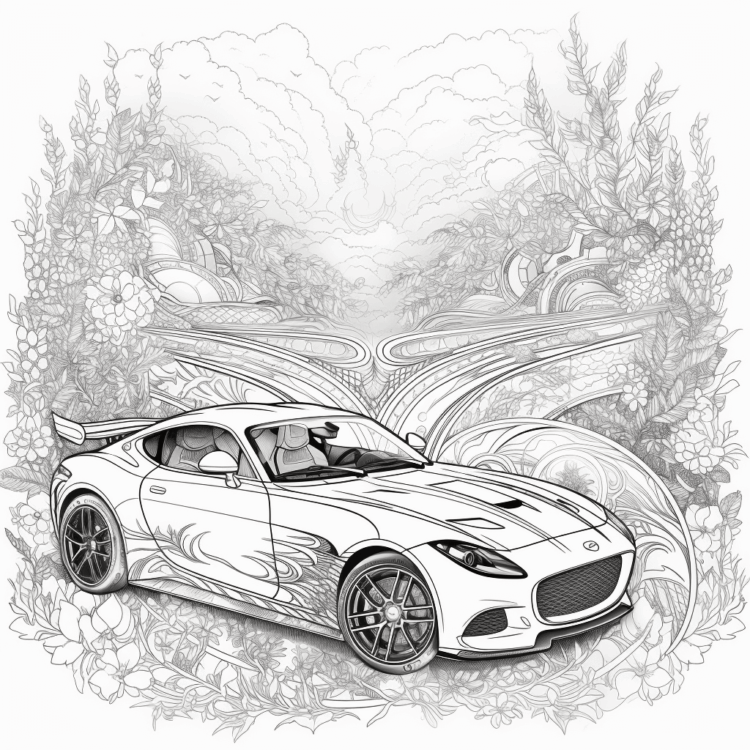 Dibujo para colorear coche de fantasía