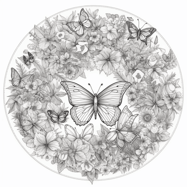 Dibujo para colorear mariposas mandala