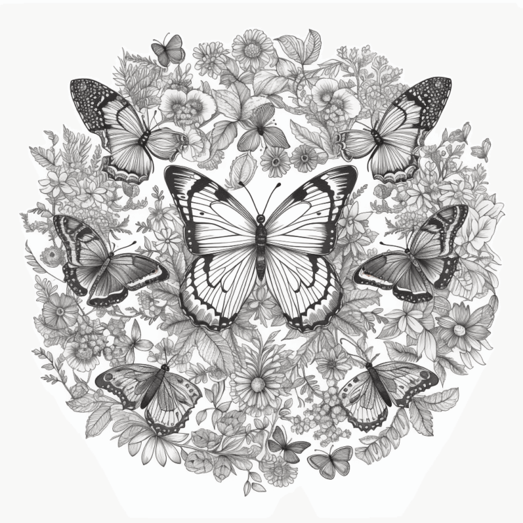 Dibujo para colorear mariposas mandala