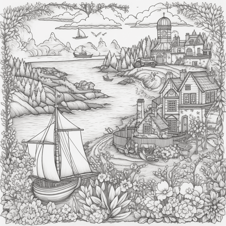Dibujo para colorear Bonita vista del verano