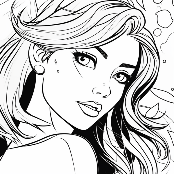 Schöne Frau - kostenloses Ausmalbild herunterladen