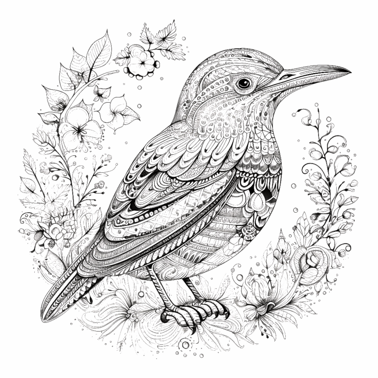 Dibujo para colorear pájaro bonito