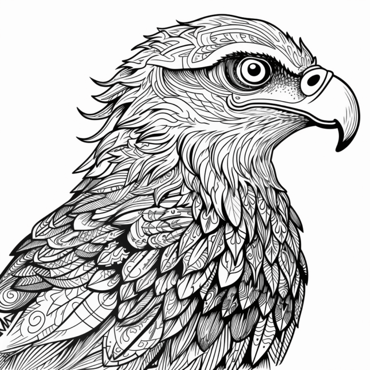 Dibujo para colorear vista lateral del águila