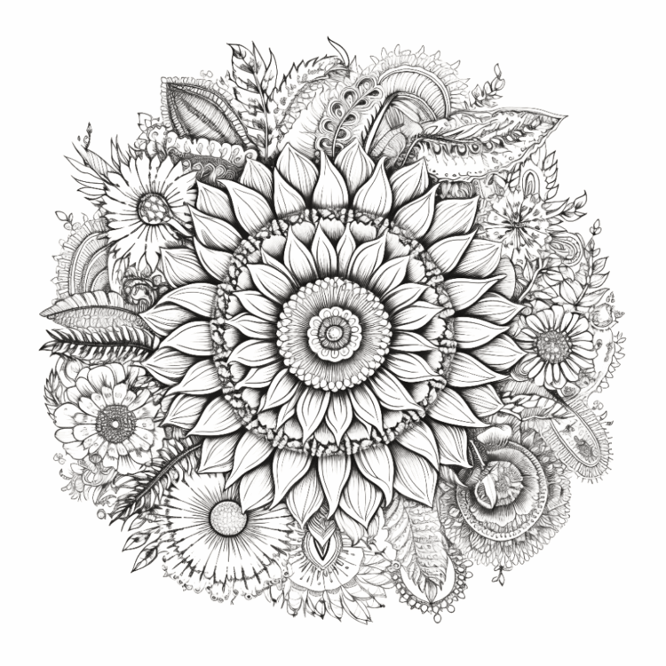 Dibujo para colorear mandala girasol