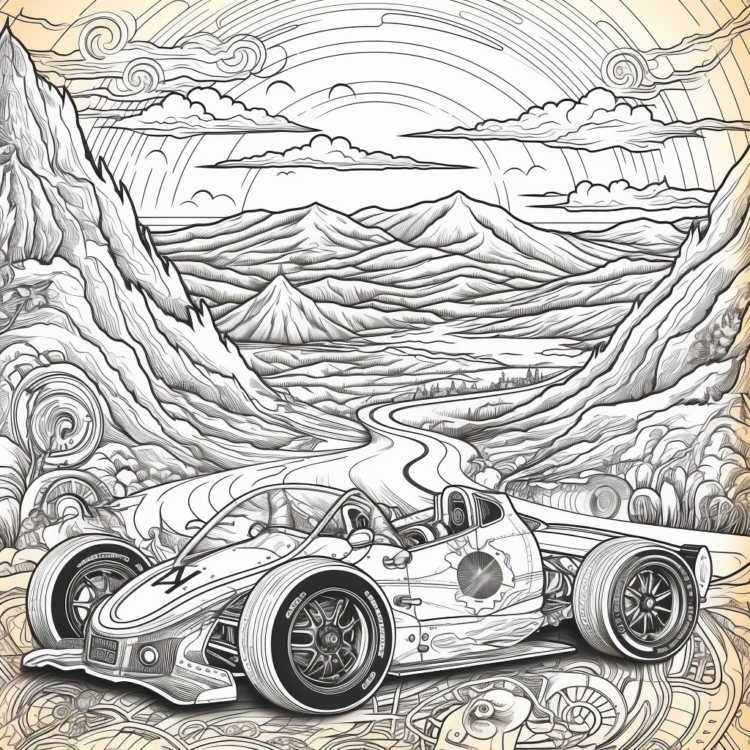 "Sportwagen" Ausmalbild - kostenlos herunterladen