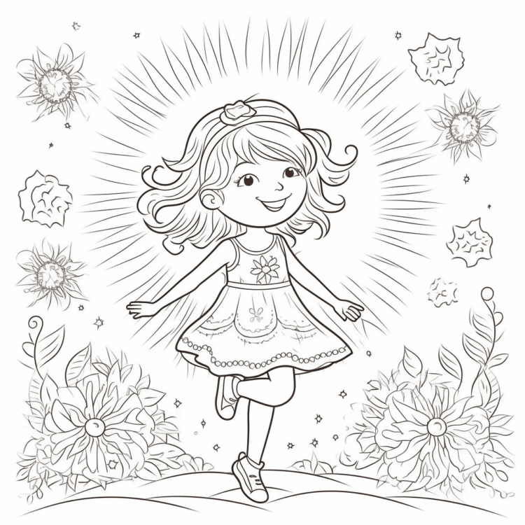 Dibujo para colorear Bailar bajo el sol