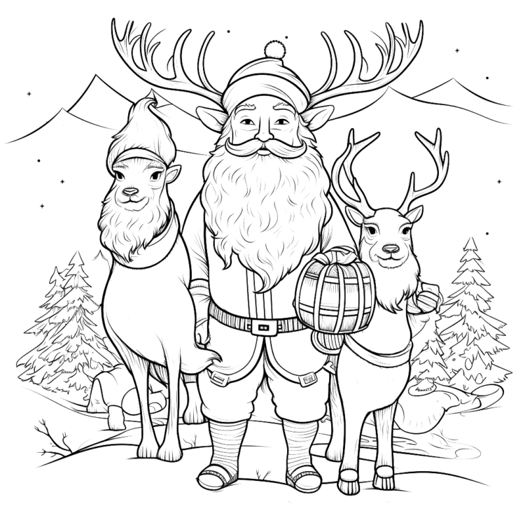 Weihnachtsmann und Rentiere