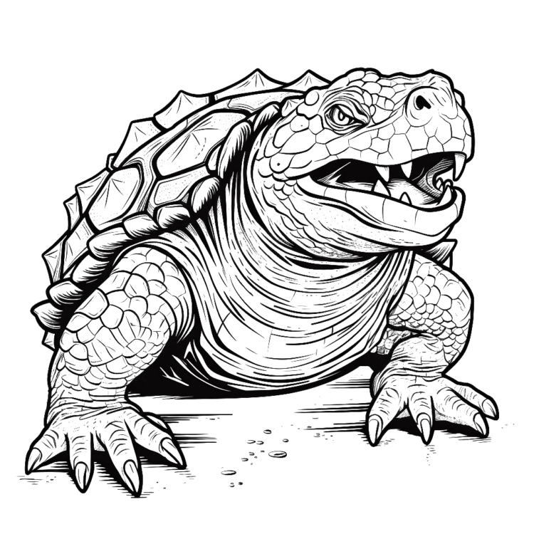 Dangerous snapping turtle coloring page