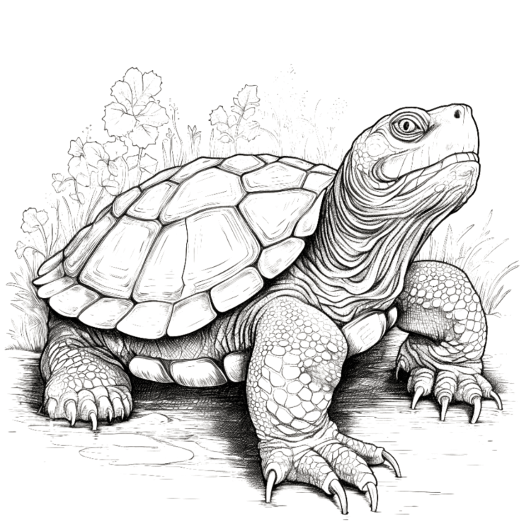 Alligator snapping turtle coloring page