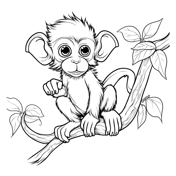Coloring picture monkey on a tree