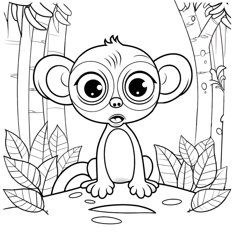 Coloring picture monkey and nature