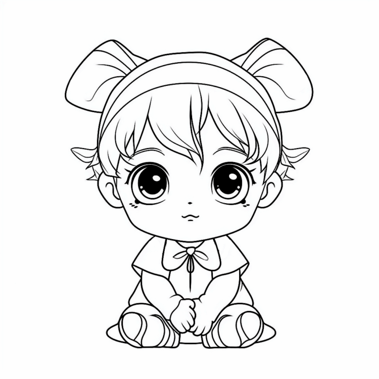 Dibujo para colorear adorable anime