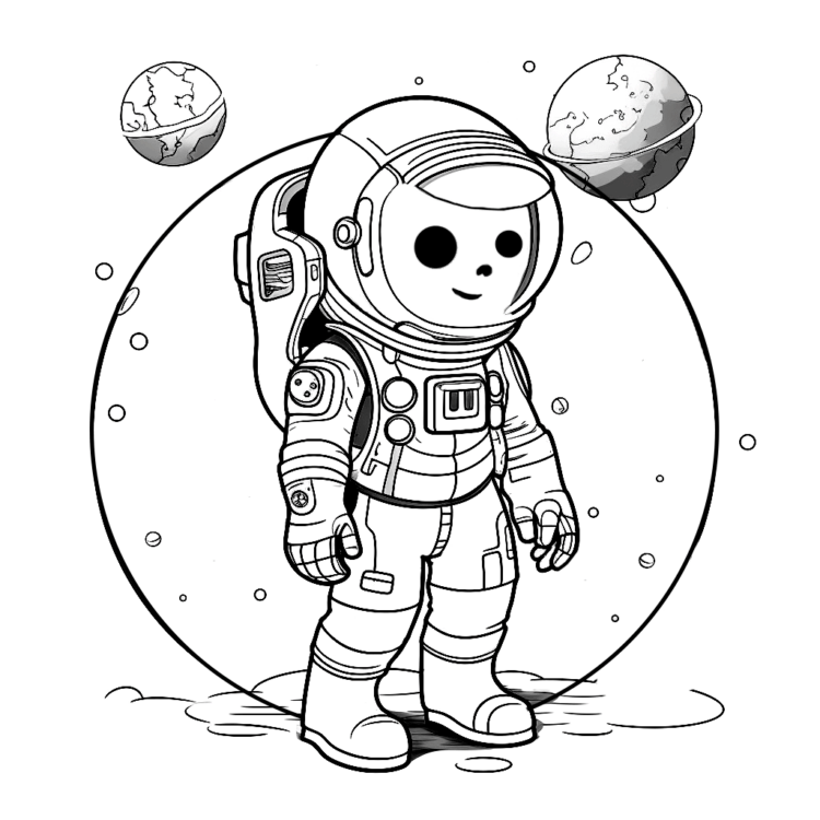 Dibujo para colorear astronauta en el espacio