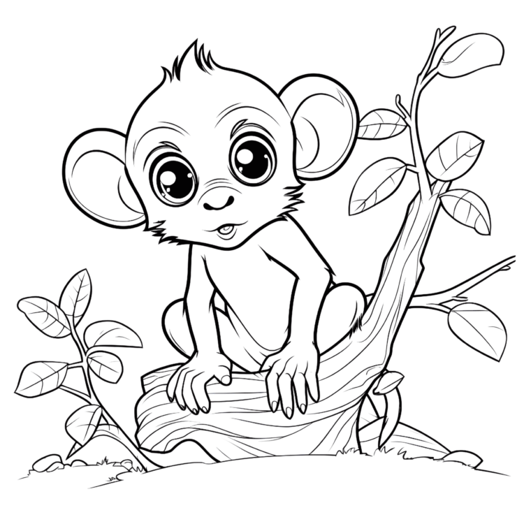 Coloring picture baby monkey