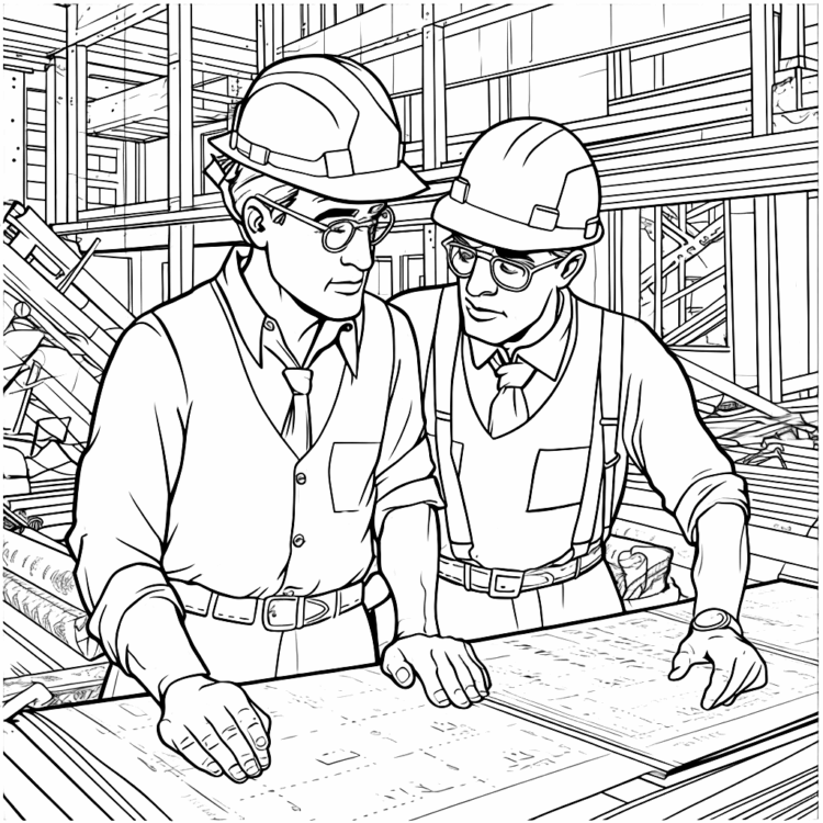 Dibujo para colorear ingenieros civiles