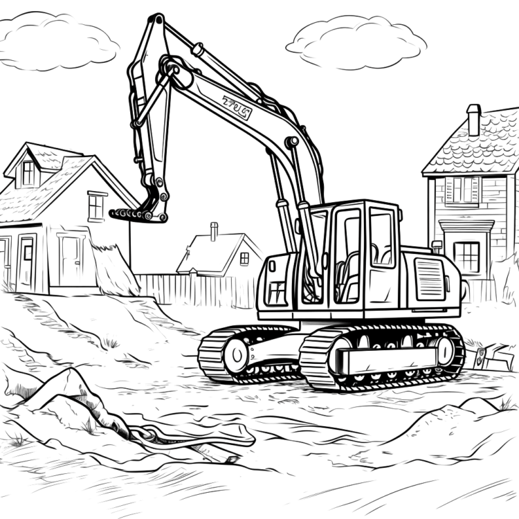 Dibujo para colorear obra en construcción
