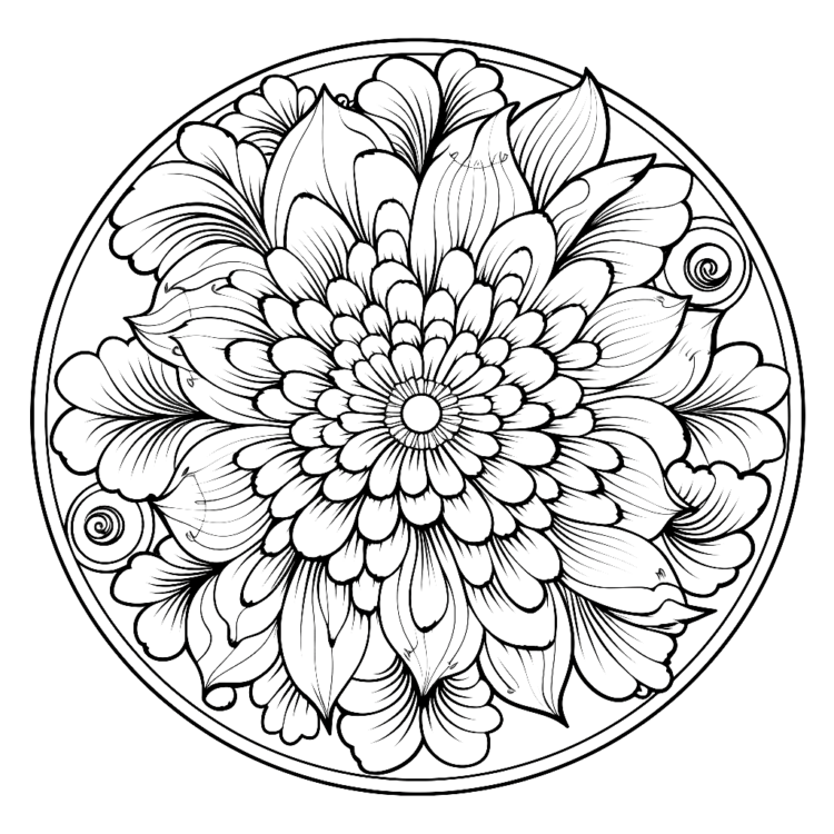 Página para colorear de la flor mandala