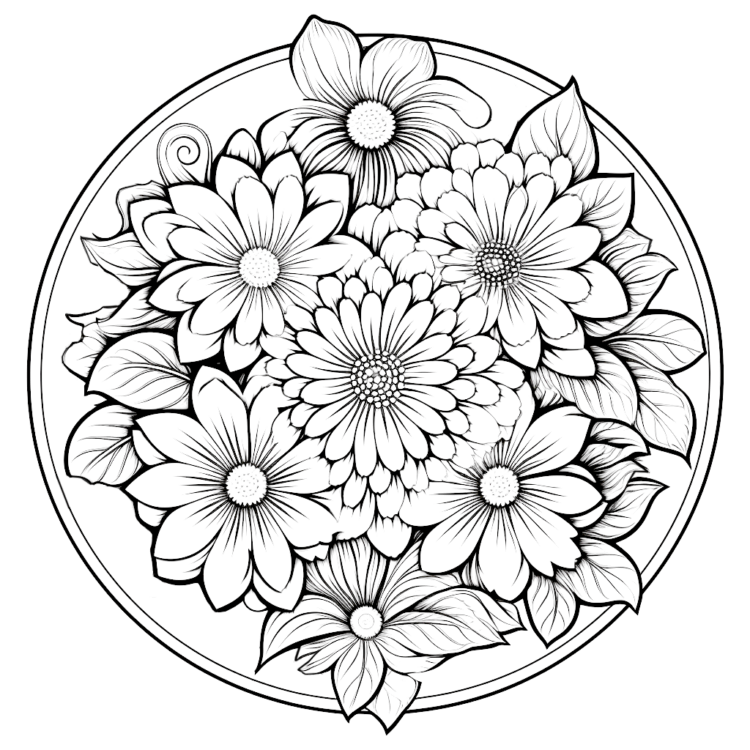 Coloring picture flowers mandala