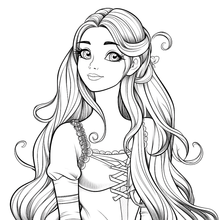 Dibujo para colorear Encantadora Rapunzel