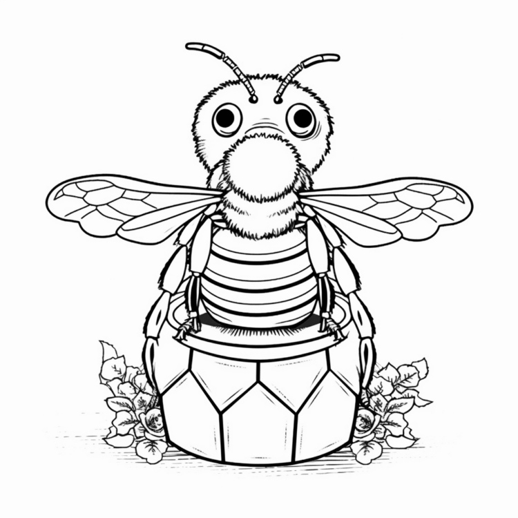 Dibujo para colorear Una abeja en una colmena