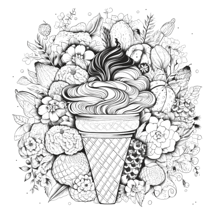 Dibujo para colorear mandala de helado