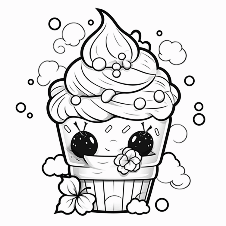 Coloring picture of ice cream on an ice cream cone