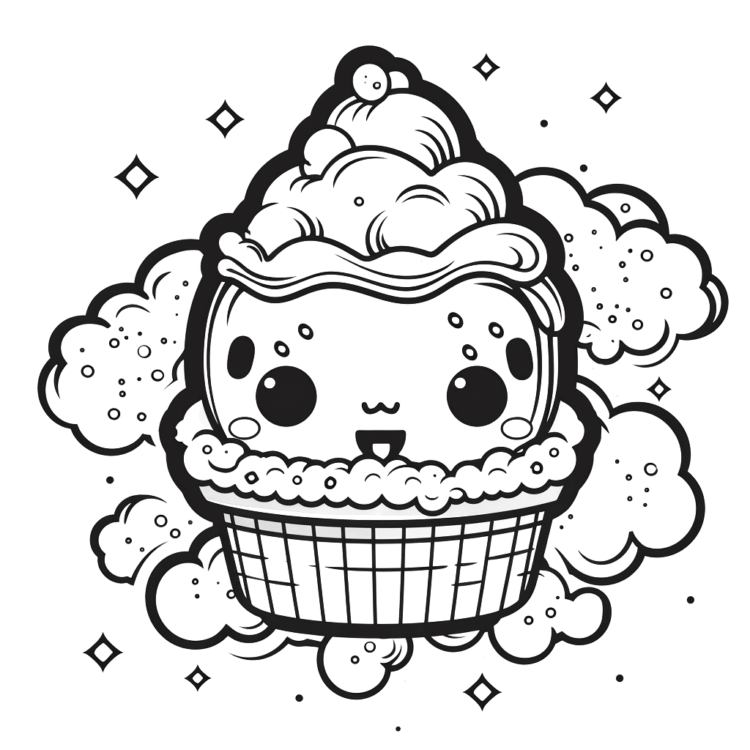 Ausmalbild Eiscreme Kawaii
