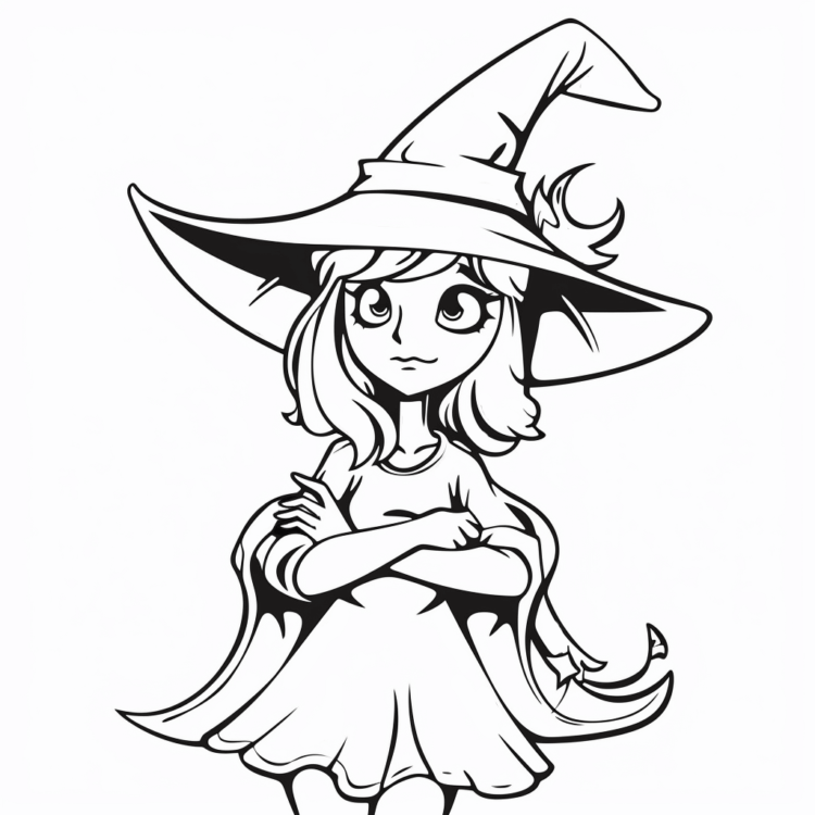 Coloring picture woman witch