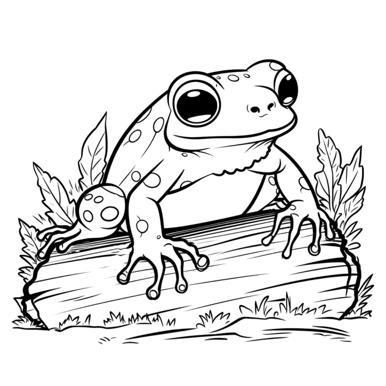 Coloring picture frog in the trunk